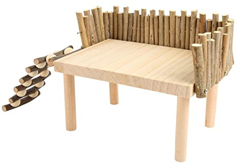 Topiky Échelle d'Escalade en Bois avec Clôture de Pont, Plate-Forme à Mâcher pour Rat et Gerbille (Type Universel)