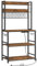 VASAGLE Scaffale Cucina con Multipresa, Scaffale per Microonde, Mobile Cucina, con Pannello a Rete Metallica, 14 Ganci, 40 x 80 x 170 cm, Marrone Vintage e Nero KKS025B01EU
