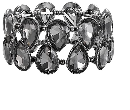 EVER FAITH Armband für Braut birnenförmiges Strass-Kristall-Stretch-Armband für Damen Hochzeit