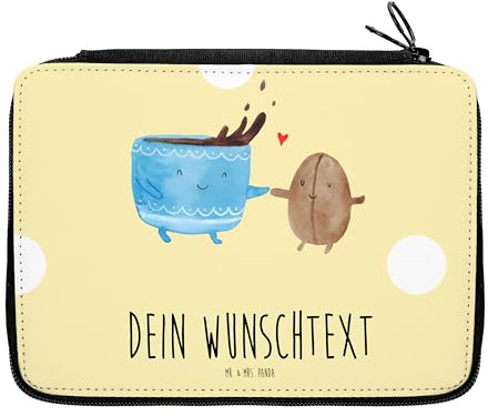 Mr. & Mrs. Panda Personalisierte Federmappe Kaffee Bohne - Geschenke, Zufriedenheit, Kaffeebohne, Glück, PersonalisierteS Federmäppchen, Stifte Etui, mit Namen, Genuss, Stiftetasche, Lustige Sprüche