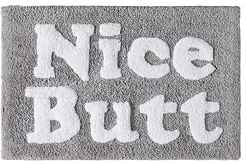 Jessica Simpson Baumwoll-Badteppich, hochwertiger überfüllter Badezimmerteppich, maschinenwaschbar, 50,8 x 81,3 cm, schöner Hintern, Grau