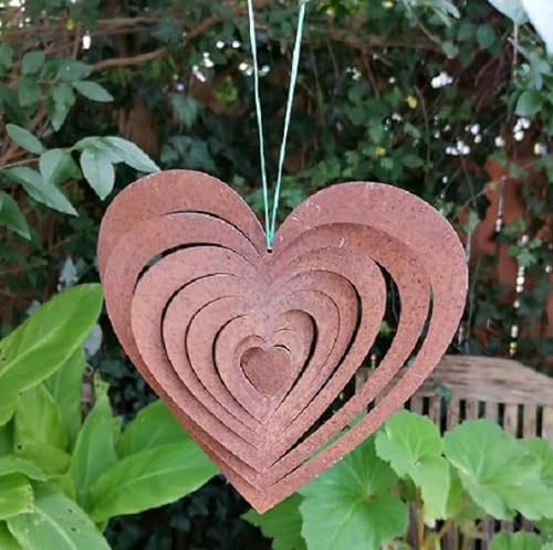 Generisch NEU !! Windspiel Herz 19 x 19 cm aus Metall Edelrost Rost Liebe Hochzeit Deko