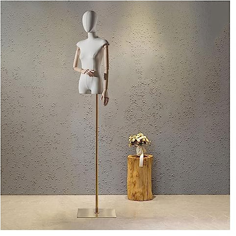 schneiderpuppe Schneiderpuppe Damenbüste Weiblich Mit Kopf Und Holzarmen, Höhe Verstellbar 56-80 Zoll Schaufensterpuppe Kleiderständer Schneiderbüste Kleiderpuppe Für Schmuck-Display for Clothing Shop