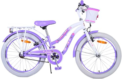 bicicletta per bambine 6-8 anni, da 20 pollici, con cestino e portapacchi, lovely fuxia