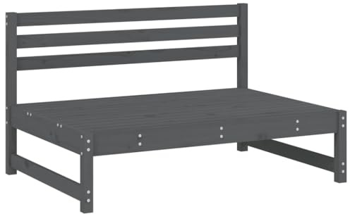 vidaXL Garten Ecksofa, Modular Gartenmöbel, Sofa Lounge Sessel für Garten Terrasse Balkon, Gartensofa Gartensessel, Grau Massivholz Kiefer