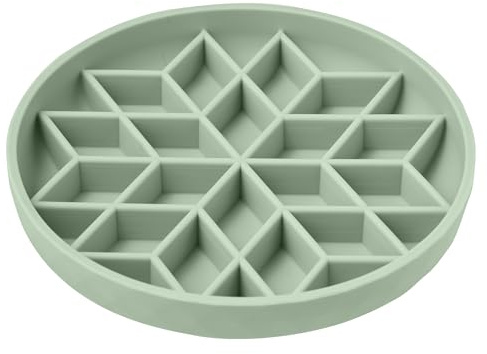 OHMO Slow Feeder Dog Bowl, Silicone Dog Bowls with Suction Cup Slow Down Eating for Cat Puppy, Healthy Eating Anti Choking Anti-Slip Eco-friendly (Diamond, Light Green)