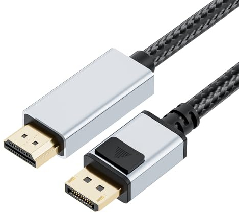 LUKFOCAB 4K 60Hz DisplayPort to HDMI Cable Adapter, 1.65FT/0.5M Short DP 1.2 to HDMI 1.4 Male UHD Cord, Braided Uni-Directional Cord for Dell, NVIDIA, AMD, Lenovo, HP, Monitor, Projector, Desktop
