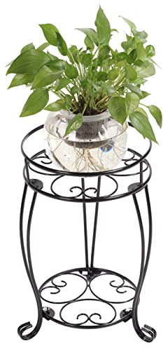 Generico Supporto per fioriMSUIINT Supporto per vasi per Piante in Metallo a 2 Livelli, Supporto per Piante in Vaso in Metallo a Doppio Strato, Supporto per fioriera in Ferro battuto, portavasi Decor