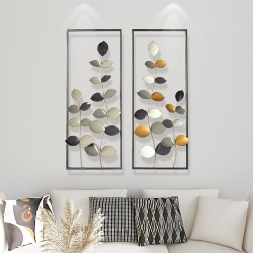 AUHOAZ 2 Stück Metall Wanddekoration, Wandbild, Schwarzes Metall Minimalistische Wanddekoration,Metallbild Für Zuhause Wohnzimmer Schlafzimmer