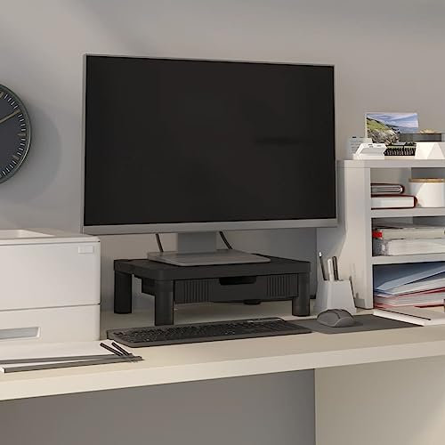 ZEYUAN Monitorständer, Monitor Erhöhung, Schreibtischaufsatz, Monitor Erhöhung Schreibtisch, Bildschirm Erhöhung, Schreibtisch Regalaufsatz, Schwarz 43x30,5x13 cm