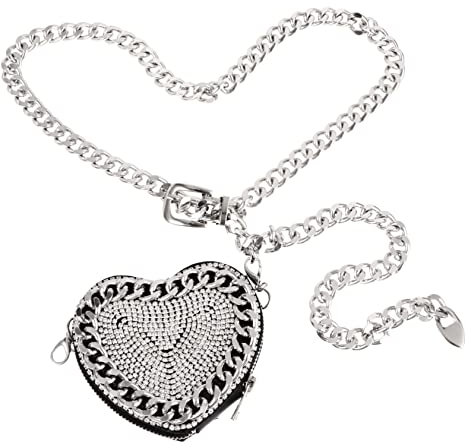 WRITWAA Mini Bauchtasche Damen Mit Funkelnder Strassdekoration Modische Umhängetasche Durchsichtig Leichter Kompakter Schulterriemen Elegante Waist Chain Bag Für Alltag Und Party