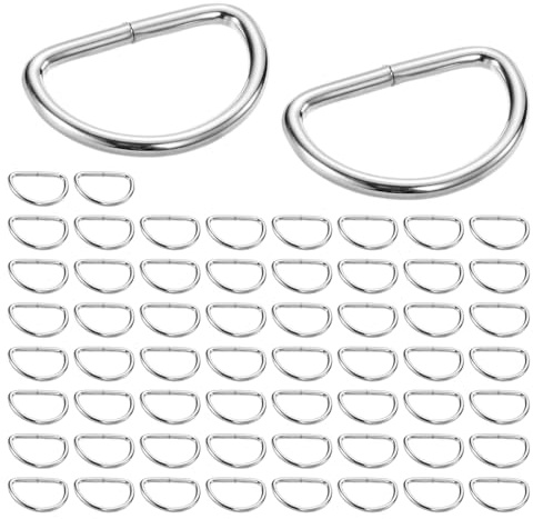 Rjayaa D ring 60 Stück Metall D ringe 25mm Halbrunder D-Ring Schnalle Halbringe Silber Ring Taschenzubehör zum Nähen für Handtaschen
