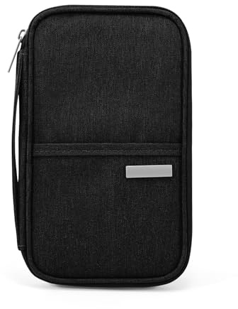 Reisepass Tasche Familien Reisepasshülle Wasserdicht Familien Reise Brieftasche für Speicherung Kreditkarten Ausweis Bordkarten Tickets Schwarz