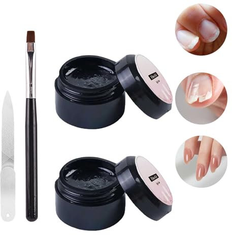 Nail Repair Protection Gel,Nail Repair Kit For Split Natural Nail,Hard Gels Nail Gel Extension Strengthen,Easy Quick Fix, Home & Salon Use,Nail Repair Kit With Brush (2pcs)