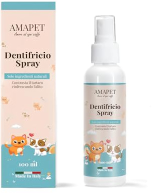 AMAPET Dentifricio Pulizia Denti per Cani Combatte Alitosi Rimuovi Tartaro Per Alito Fresco Antibatterico Naturale Alta Qualità Made in Italy