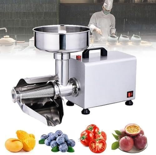 YLANMEI Tomatenpresse Edelstahl 450W Passiergerät Elektrisch Beerenpresse Für Familie, Dessertläden und Obstmärkten, von Tomatensauce, Erdbeersauce, Heidelbeersauce Und Anderen Marmeladen