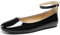 DREAM PAIRS Ballet Flats Shoes for Women, Cute Round Toe Women's Flats with Ankle Strap, Comfortable Dress Business Casual Office Work Shoes for Women,Size 6,Black-Pat,DWUMFA2510