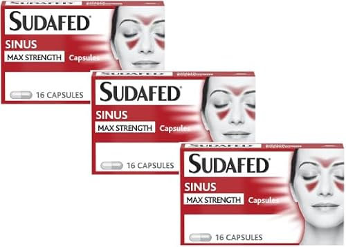 3 X 16 Sinus Max Strength Capsules, 48 Capsules (3 x 16 Capsules), Relieves Symptoms of Blocked Nose, Headache, Fever, Aches and Pain