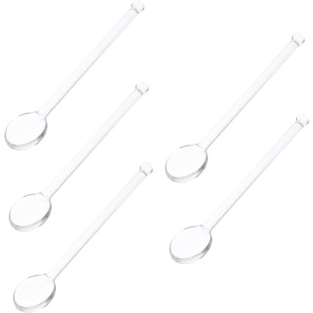 Cabilock 5piezas Cucharas De Vidrio Transparente Cucharas Multiusos Para Mezclar Café Agitador De Para Uso Cafetería