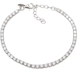 Weißes Tennisarmband aus Edelstahl mit 5A-Zirkonia, elegantes Schmuckstück für Damen und Herren, verstellbare Größe 16 + 4 cm, antiallergisch, edle Geschenkidee, Qualität Made in Italy