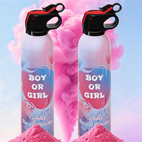 2-Pack Gender Reveal Rauchbomben, Biologisch Abbaubar Konfettikanone, Rosa Maisstärkepulver, 3m Effekt für Baby Geschlechtsverkündung, Gender Party Deko