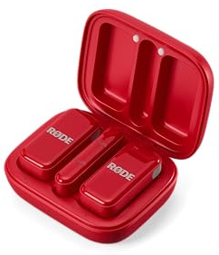 RØDE Wireless Micro - Kompakter kabelloser Mikrofon, Zwei Mikrofone mit Ladecase für Smartphone-Inhaltserstellung - USB-C, Rot