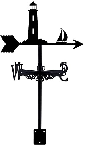 Wetterfahne im Garten im Freien, Wetterfahne, Segelboote, Wachtürme, Leuchttürme, Richtungsanzeige, schwarze Sprühfarbe, Hof, Dach, Scheunen, Dekoration