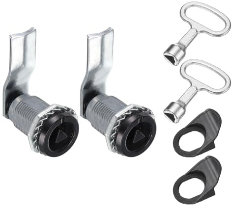 sourcing map Tubular Cam Lock, 7/8 Inch Cylinder Length Zinc Alloy Cabinet Lock with Key for Electric Box Mailbox (Black, Pack of 2)