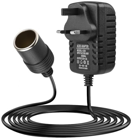 Car Power Inverter,240V to 12V Adapter,Car Plug Adapter to UK Plug Socket | 240V 2A AC Mains to 12V DC Cigarette Lighter Socket,Converter for Car Appliances Refrigerator Dash Cam GPS Maximum 24W Black