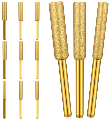 4mm 4.8mm 5.5mm Diamant Kettensägenschärfer, 12 Stück Gold Kettensägeblatt Schärfschleifstein Kettensäge Schärfgerät Schleifstein Feile Diamond Chainsaw Sharpener für Gas- und Elektrokettensägen