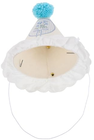 MERRYHAPY Sombreros Cónicos para Cumpleaños Infantiles con Pompones y Encaje Gorras de Ligeras para Fiestas y Celebraciones Infantiles Azul con Detalles Decorativos