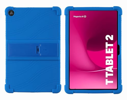 GIOPUEY Hülle Kompatibel mit Telekom T Tablet 2 10.1 Inch 2025 - mit Ständer - Weiche TPU Silikon Schutzhülle - Airbag Sturzschutz Case - Dark Blue