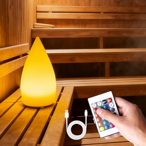Dimbar bastulampa med 16 RGB-färger och 4 lägen, trådlöst batteri med fjärrkontroll och USB, bastulampa, LED-färgändring för bastu, restaurang, bar, trädgård