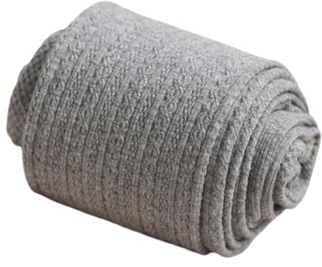 Kalttoy vinter varm kabel stickade tights hög midja bomull strumpbyxor mjuka andningsbara termiska färger alternativ för höst hög midja elastiska leggings, Ljusgrå, No velvet added
