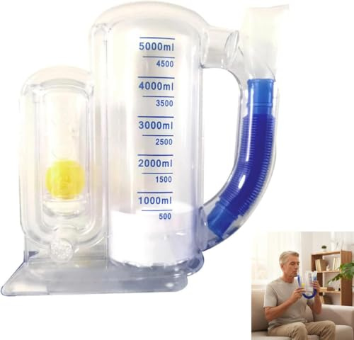 Entraîneur respiratoire Aghoe, 5000 ml | Équipé d'une échelle de mesure,Indicateur sphérique,Convient à l'entraînement de la fonction pulmonaire