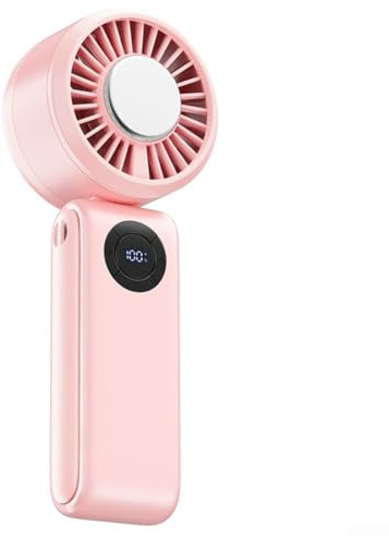 Gdfnmogo Ventilador turbo de alta velocidad con tecnología Cooli, ventilador portátil Foldi de mano con pantalla digital y murciélago USB Rharable (rosa)