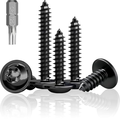 Jyvex 100 Pcs Holzschrauben Schwarz M5x40 A2 Torx Tellerkopf | edelstahl schwarz beschichtet linsenkopf für akustikpaneele holz möbel bau diy