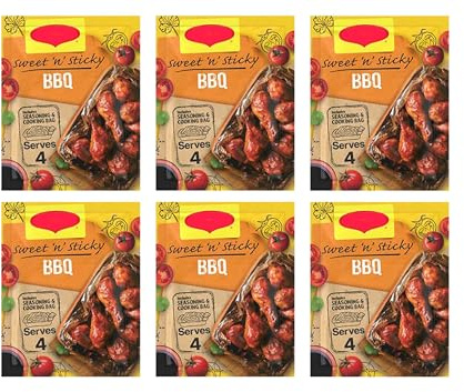 Sweet 'n' Sticky BBQ Chicken Recipe Mix, 41g Seasoning Pack with Cooking Bag, No Artificial Colours or Preservatives, Serves 4, Pack of 6