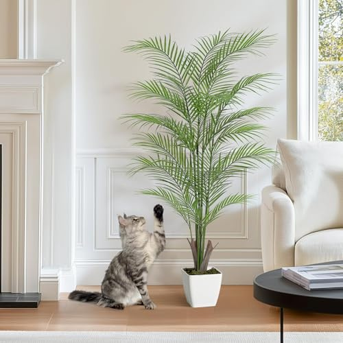 Garvee con Palma Artificiale Areca in Vaso Alto PE Denso - 4FT/122CM, Foglie di Cocco Realistiche, Pianta Finta da Interno, Decorazione per Casa/Ufficio, Vaso Incluso