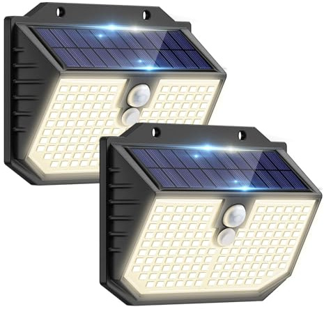 nipify Solar Lights Outdoor Garden,3 Modes Solar Motion Sensor Light 2 Pack | IP65 Waterproof,Upgraded 5000K Neutral Solar Security Light for Wall Outside Shed Driveway Backyard Garage Path Walkway
