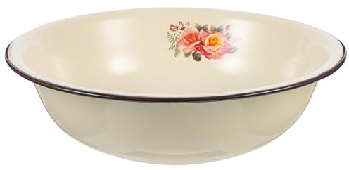 Homoyoyo Bol Mélangeur Émaillé Vintage 26 CM de Diamètre Récipient Alimentaire en Émail Bassine de Mélange Rétro Cuisine et Préparation de Pâte Lavabo Émaillé Décoratif Ustensile