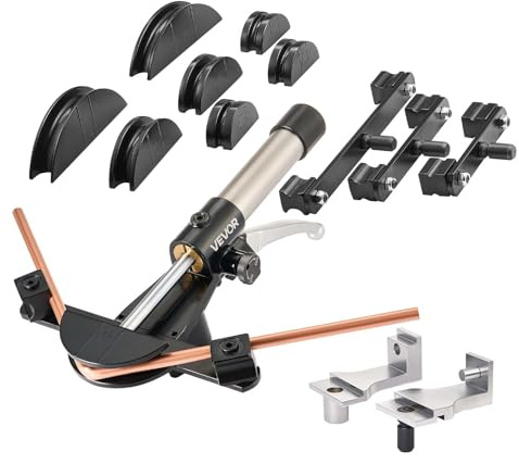 VEVOR Hydraulisches Rohrbiegegerät, 6-22 mm, Vorwärts-/Rückwärtsbiegewerkzeug-Set für HLK-Anlagen, mit 7 Aluminiumlegierungs-Biegebacken, für HLK-Klimaanlagen, Kältetechnik & Autoreparaturen