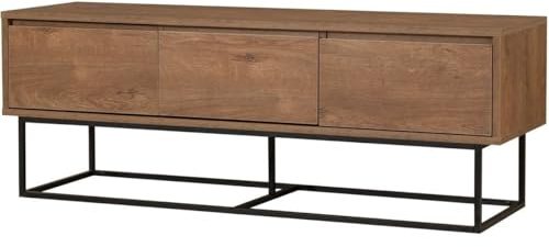 HOMIFAB Meuble TV 3 tiroirs Effet Noyer 140 cm - Nerio