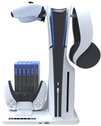Convient pour station de refroidissement PS5 Slim, station de refroidissement multifonction pour console PS5 Slim avec organiseur de disque, poignée, chargeur et support de casque