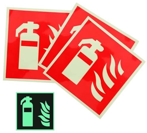 Androxeda 3 Stück Adhesivo de PVC para Extintor Resistente, Etiquetas de Seguridad Contra Incendios, Lámina Autoadhesiva, Para Puertas, Paredes, Equipos de Emergencia (150mm)