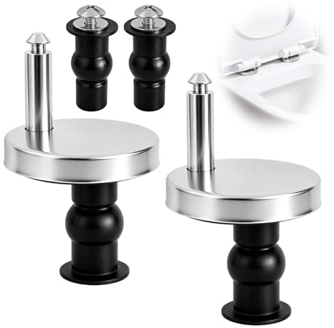 2Pcs Universal Toilet Seat Fixings Replacement Kit, Quick Release Soft Close Hinges Fittings with Expanding Rubber Spacers Screws Bolts and Nuts for Blind Hole WC Toilets, Duty Stainless Steel Hardwar