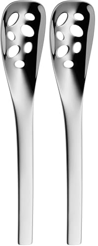 WMF Nuova Servierlöffel perforiert 16 cm, Olivenlöffel, Kappernlöffel, Cromargan Edelstahl poliert, spülmaschinengeeignet (Packung mit 2)