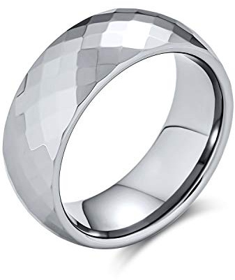 Bling Jewelry Paare Multi Facetten Prisma Schliff Titan Eheringe Für Männer Für Frauen Silberton Kompfort Fit 8Mm