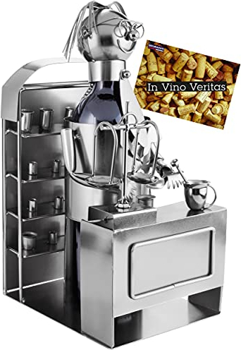 Brubaker portavino portabottiglie dal Design 'Farmacista' - Scultura in Metallo con Biglietto d'auguri