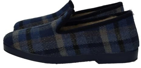 CHAPINES 91 Zapatillas de Casa de Paño a Cuadros para Hombre, Color Azul HOMBRE ZAPATILLAS CASA Azul 43